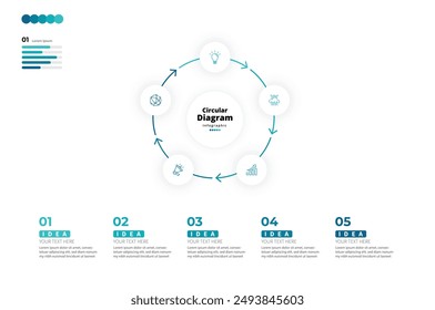 Modern minimalist elegant clean circular steps editable infographic design template vector 