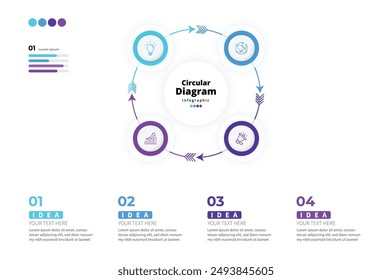 Modern minimalist elegant clean circular steps editable infographic design template vector 