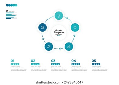 Moderno minimalista elegante limpio circular pasos editable infografía diseño Vector de Plantilla 