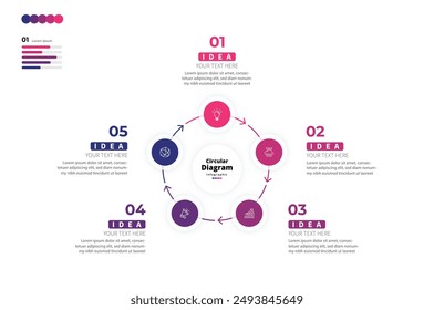 Modern minimalist elegant clean circular steps editable infographic design template vector 
