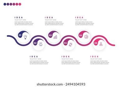 Modern minimalist elegant clean circular steps editable infographic design template vector