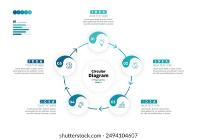 Moderno minimalista elegante limpio circular pasos editable infografía diseño Vector de Plantilla