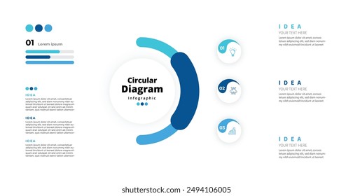 Modern minimalist elegant clean circular steps editable infographic design template vector