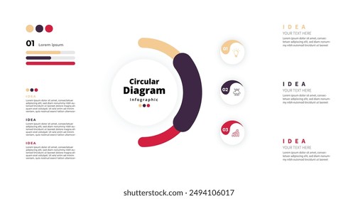 Modern minimalist elegant clean circular steps editable infographic design template vector