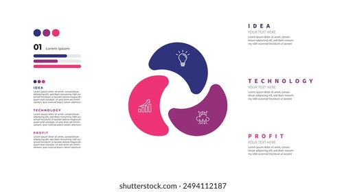 Modern minimalist elegant clean circular steps editable infographic design template vector