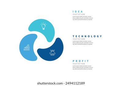Modern minimalist elegant clean circular steps editable infographic design template vector