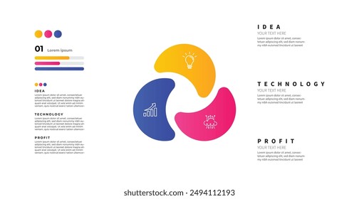 Modern minimalist elegant clean circular steps editable infographic design template vector