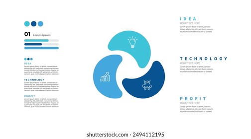 Modern minimalist elegant clean circular steps editable infographic design template vector