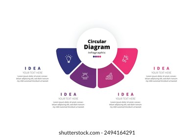 Modern minimalist elegant clean circular steps editable infographic design template vector