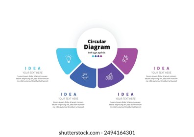 Modern minimalist elegant clean circular steps editable infographic design template vector