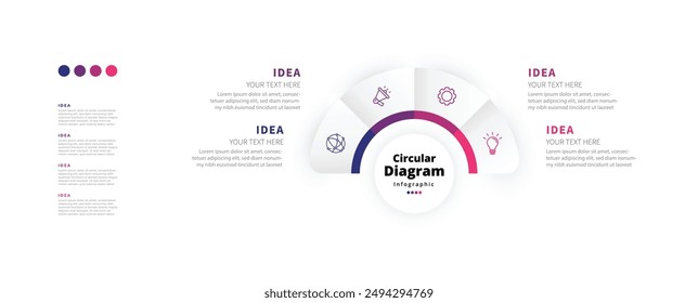 Moderno minimalista elegante limpio circular pasos editable infografía diseño Vector de Plantilla 