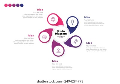 Modern minimalist elegant clean circular steps editable infographic design template vector 