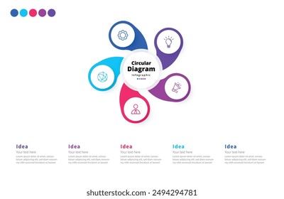 Modern minimalist elegant clean circular steps editable infographic design template vector 