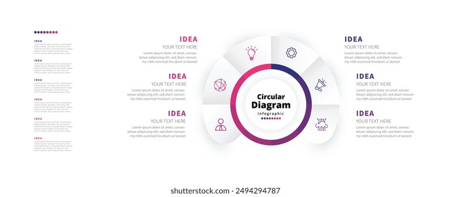 Modern minimalist elegant clean circular steps editable infographic design template vector 
