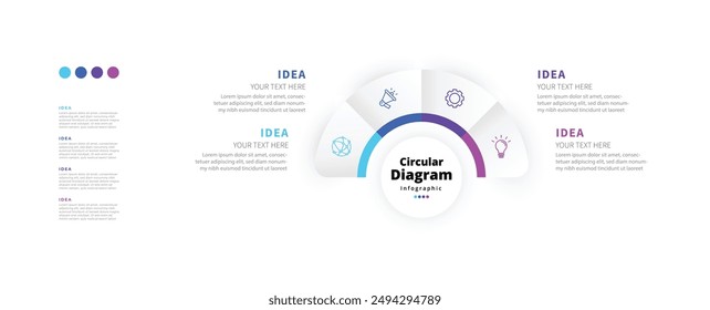 Modern minimalist elegant clean circular steps editable infographic design template vector 