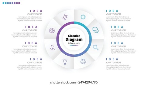 Moderno minimalista elegante limpio circular pasos editable infografía diseño Vector de Plantilla 