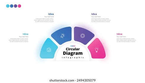 Moderno minimalista elegante limpio circular pasos editable infografía diseño Vector de Plantilla