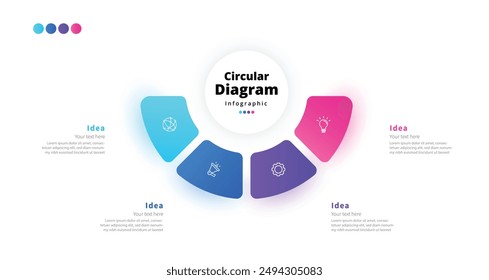 Modern minimalist elegant clean circular steps editable infographic design template vector
