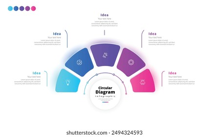 Modern minimalist elegant clean circular steps editable infographic design template vector