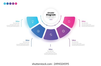 Modern minimalist elegant clean circular steps editable infographic design template vector