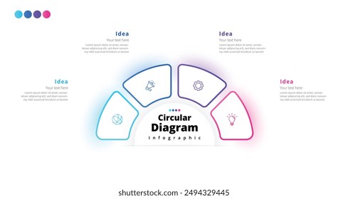 Modern minimalist elegant clean circular steps editable infographic design template vector 