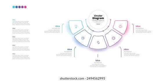 Modern minimalist elegant clean circular steps editable infographic design template vector
