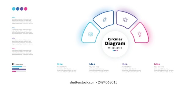 Modern minimalist elegant clean circular steps editable infographic design template vector