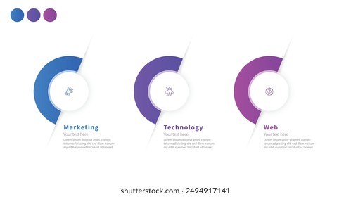 Modern minimalist elegant clean circular steps editable infographic design template vector
