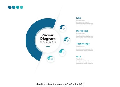 Modern minimalist elegant clean circular steps editable infographic design template vector