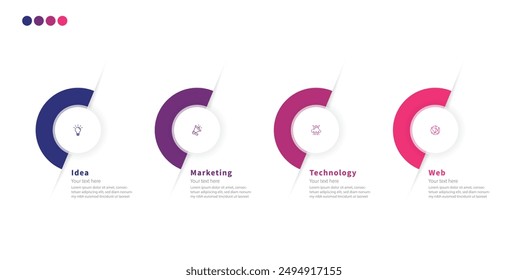 Modern minimalist elegant clean circular steps editable infographic design template vector