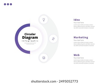 Modern minimalist elegant clean circular steps editable infographic design template vector