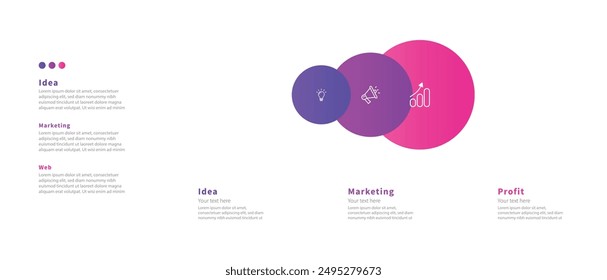 Modern minimalist elegant clean circular steps editable infographic design template vector