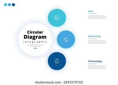 Modern minimalist elegant clean circular 3 steps editable infographic design template vector