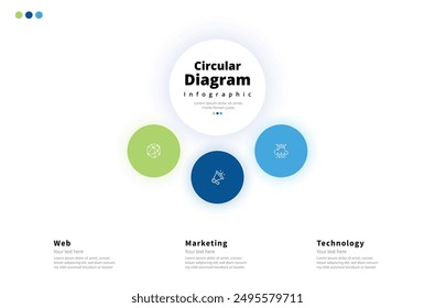 Modern minimalist elegant clean circular 3 steps editable infographic design template vector