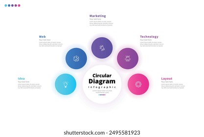 Moderno minimalista elegante limpio circular pasos editable infografía diseño Vector de Plantilla