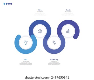 Modern minimalist elegant clean circular steps editable infographic design template vector