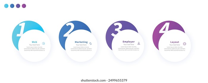 Modern minimalist elegant clean circular steps editable infographic design template vector