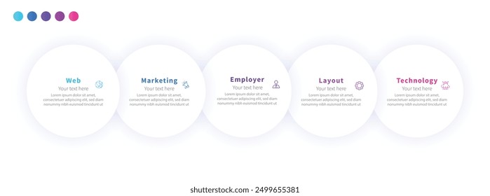 Modern minimalist elegant clean circular steps editable infographic design template vector
