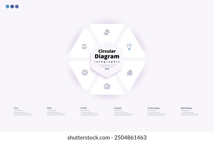 Moderno minimalista elegante limpio circular pasos editable infografía diseño Plantilla Vector