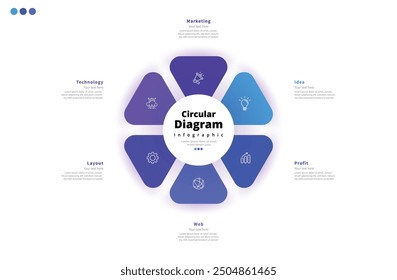 Modern minimalist elegant clean circular steps editable infographic design template vector