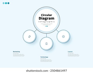 Moderno minimalista elegante limpio circular pasos editable infografía diseño Plantilla Vector
