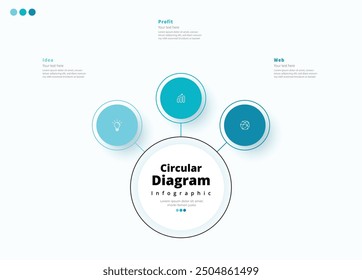 Modern minimalist elegant clean circular steps editable infographic design template vector