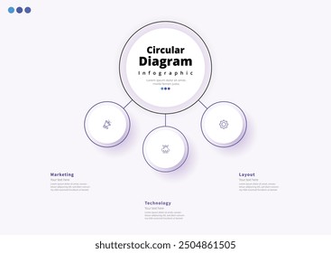 Modern minimalist elegant clean circular steps editable infographic design template vector