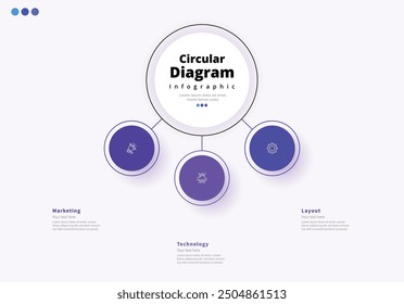 Modern minimalist elegant clean circular steps editable infographic design template vector