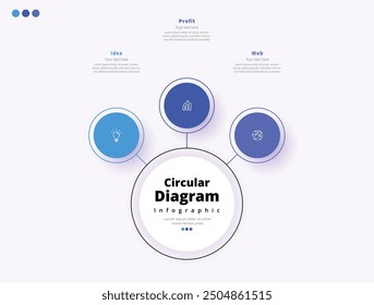 Modern minimalist elegant clean circular steps editable infographic design template vector