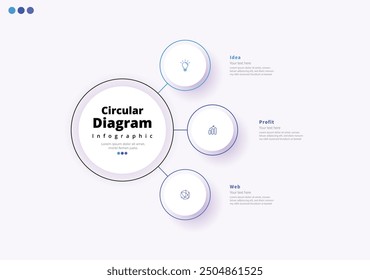 Modern minimalist elegant clean circular steps editable infographic design template vector
