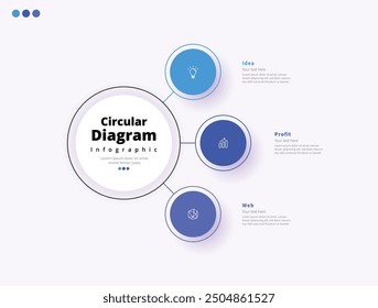 Modern minimalist elegant clean circular steps editable infographic design template vector