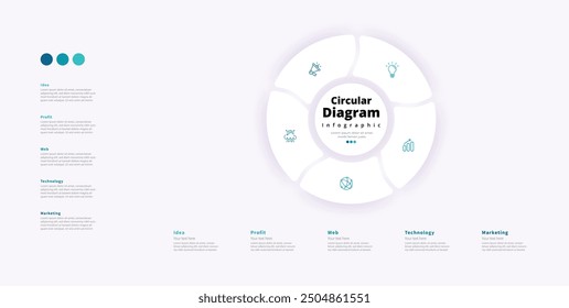 Modern minimalist elegant clean circular steps editable infographic design template vector