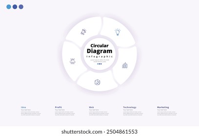 Modern minimalist elegant clean circular steps editable infographic design template vector