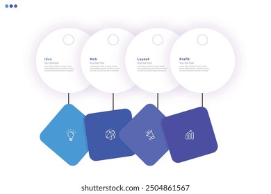Moderno minimalista elegante limpio circular pasos editable infografía diseño Plantilla Vector